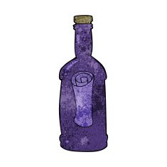 cartoon letter in a bottle N19