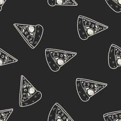Doodle Pizza seamless pattern background N6