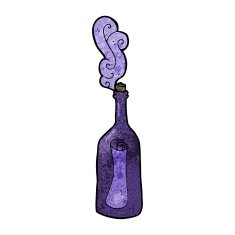cartoon letter in a bottle N20