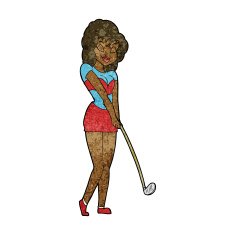 Cartoon Woman Playing Golf N15