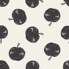 apple doodle seamless pattern background N3