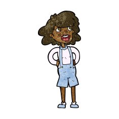 cartoon woman in dungarees N5