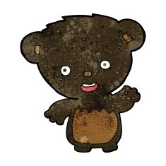 cartoon black bearcub waving