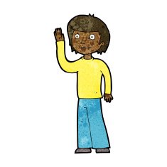 cartoon friendly boy waving N7
