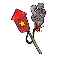 cartoon firework with burning fuse N7
