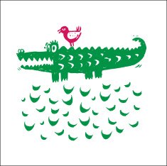 Illustration with crocodile and bird N2