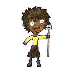 cartoon crazy woman with spear N7