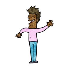 cartoon happy man waving N24