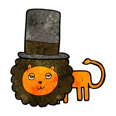 cartoon lion in top hat N5