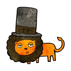cartoon lion in top hat N6