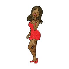 cartoon pretty woman in cocktail dress N7