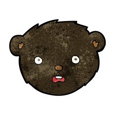 cartoon black bear face N14