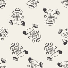 clown doodle drawing seamless pattern background N40