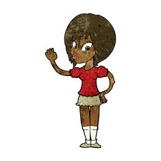 cartoon pretty woman waving N54