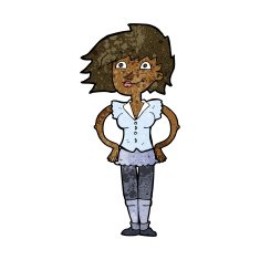 cartoon woman with hands on hips N136