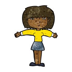 cartoon woman shrugging shoulders N302