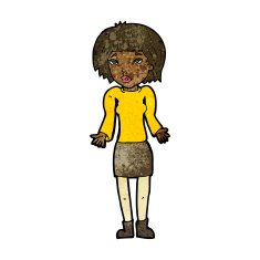 cartoon woman shrugging shoulders N303