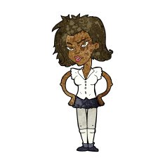 cartoon woman with hands on hips N137