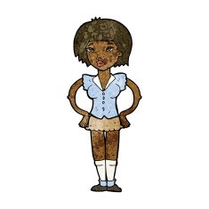 cartoon woman with hands on hips N138