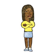cartoon woman with folded arms N19