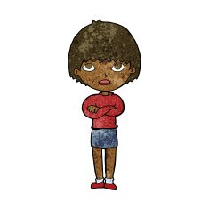 cartoon woman with crossed arms N30