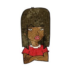 cartoon girl with folded arms N6