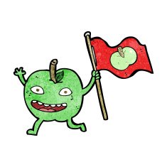 cartoon apple with flag N7