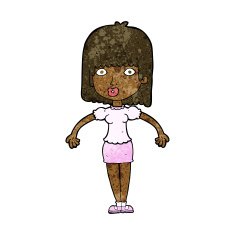 cartoon woman shrugging shoulders N304