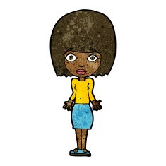 cartoon woman shrugging shoulders N305