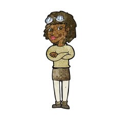 cartoon woman with crossed arms and safety goggles N6