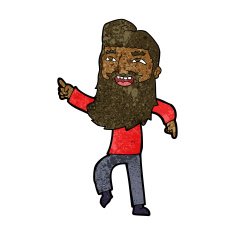 cartoon man with beard laughing and pointing N7