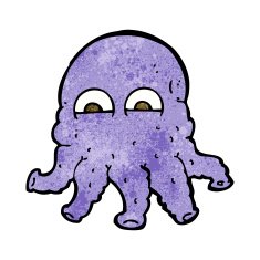 cartoon alien squid face N19