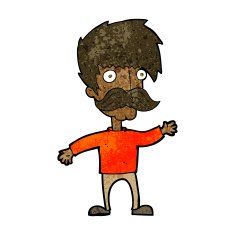 cartoon man with mustache waving N18