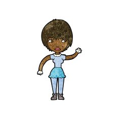 cartoon waving woman N90