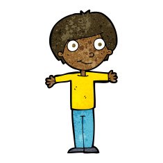 cartoon happy boy with open arms N13