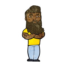 cartoon serious man with beard N14