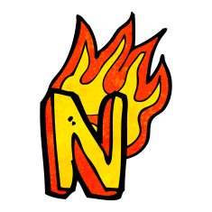 cartoon flaming letter N61