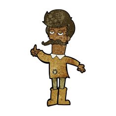cartoon old man in poor clothes N6