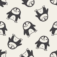 penguin doodle seamless pattern background N2