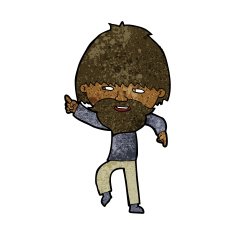 cartoon bearded man pointing and laughing N7