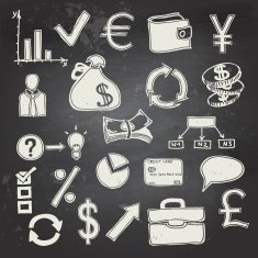 Finance and business doodle on blackboard