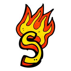 cartoon flaming letter N73
