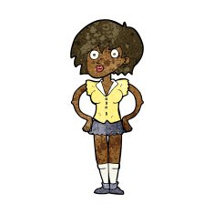 cartoon surprised woman with hands on hips N7