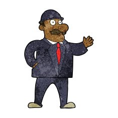 cartoon sensible business man in bowler hat N7