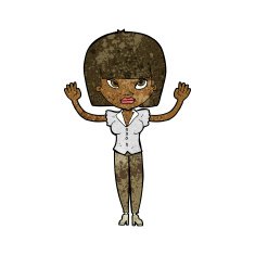 cartoon woman with raised hands N6