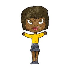 cartoon woman waving arms N14