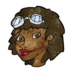 cartoon happy woman wearing aviator goggles N7