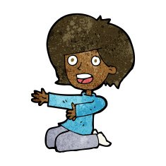 cartoon shocked woman on knees N6