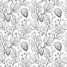 Vector Seamless Monochrome Floral Pattern N217