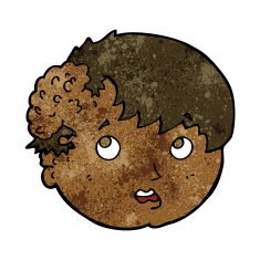 cartoon boy with ugly growth on head N5